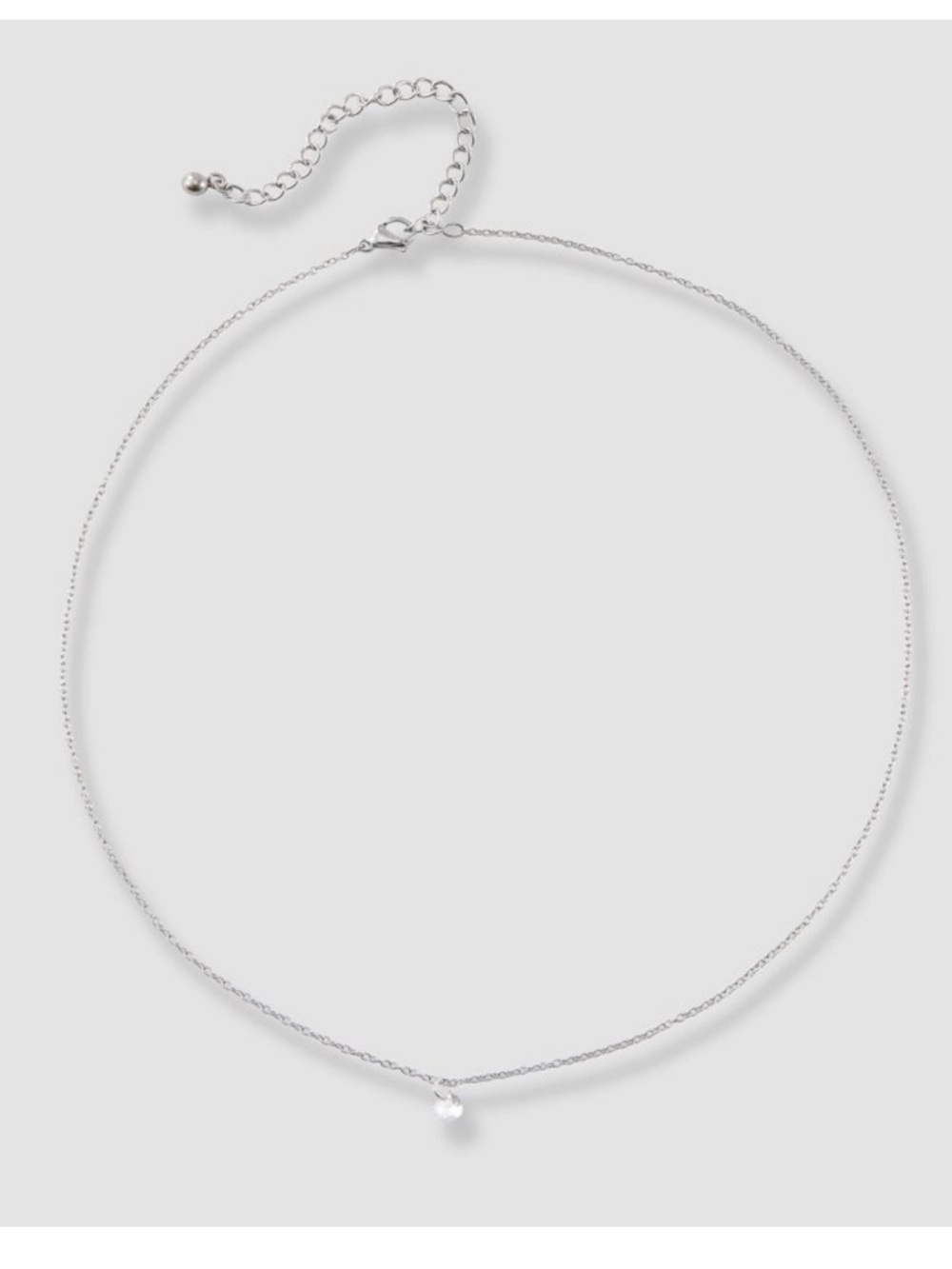 Single Cubic Zirconia drop Water Resistant Metallic necklace - A New Day™ Silver